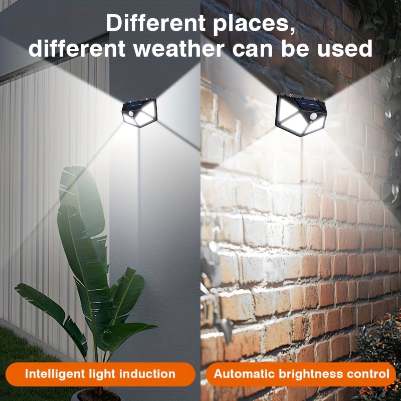 100 LED Induction Light, Solar Charging, Outdoor Waterproof, Intelligent Light Induction, Automatic Brightness Adjustment, Courtyard Wall Light on All Sides of The Human Body Induction Wall Lamp Outdoor Light, Outdoor Lighting, Courtyard Illumination, Sleek Design, Contemporary Lamp, Solarpowered Design, Longlasting Battery, Energyefficient Lamp, Motion Sensor Light, Outdoor Enthusiasts, Security Lighting