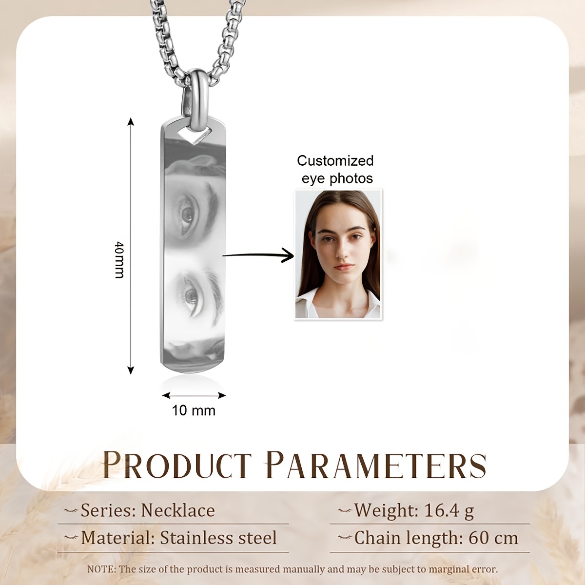TEMU Personalized Custom Eye Photo Necklace | 18k Gold Plated | 304l Stainless Steel | Tarnish-resistant | Exquisite Couple's Eye Necklace |