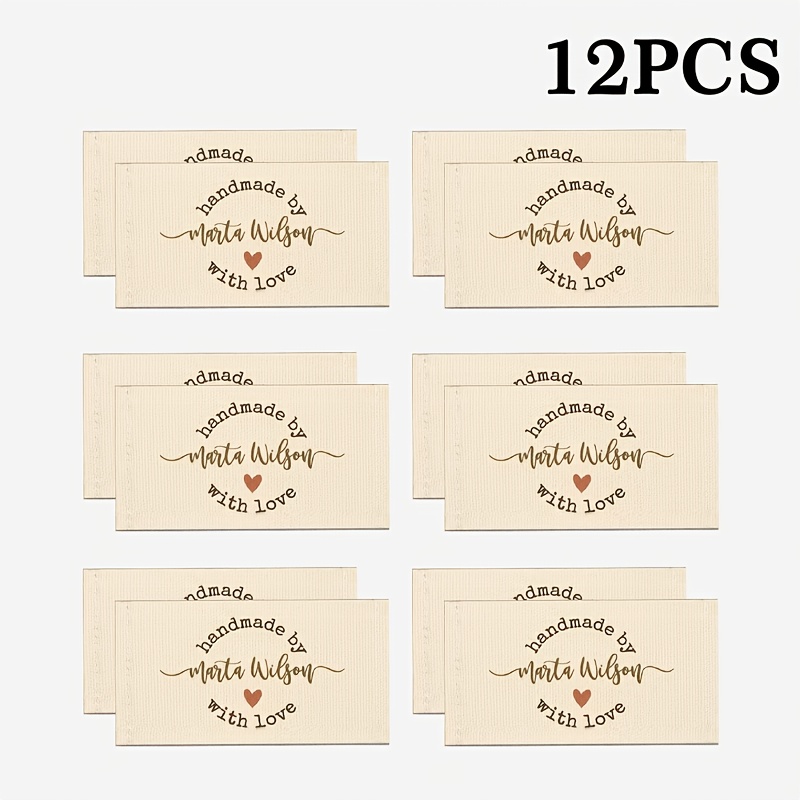 TEMU 6/12pcs Set Custom Personalized Fabric Tags, Customizable Logo Text Cloth Hang Tags, Hand-sewn Clothing Tags, For Diy Sewing Craft Additions