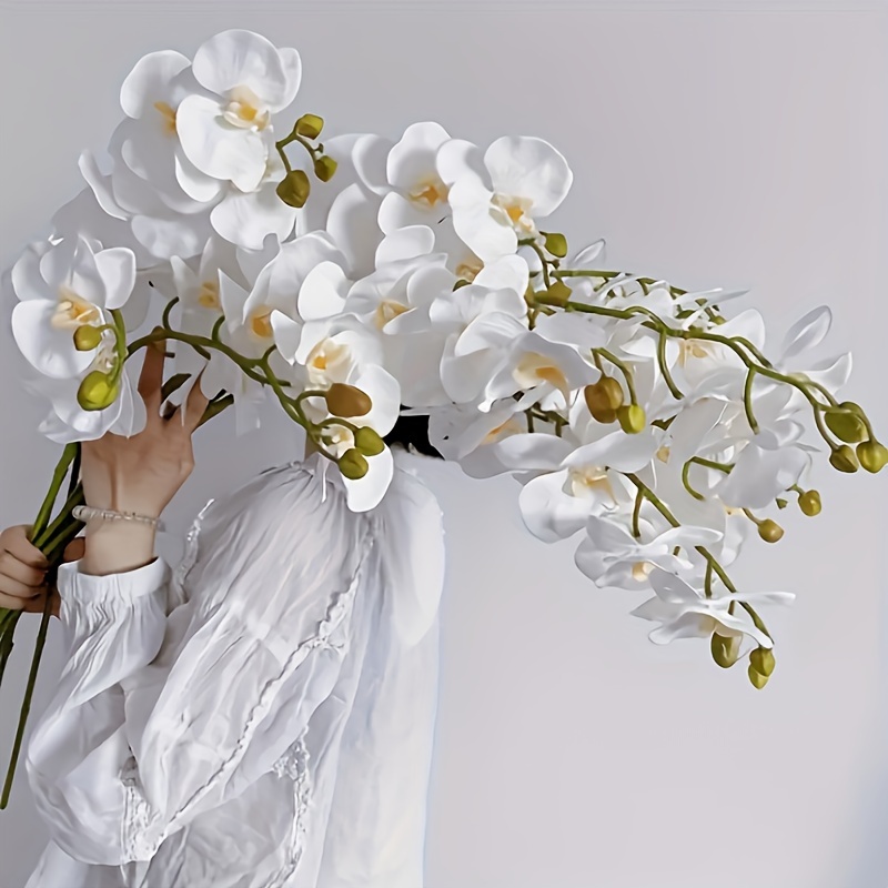 

1pc, Elegant Real Touch Butterfly Orchid Stem - Maintenance-free, Perfect For Weddings, Celebrations, And Seasonal Decor