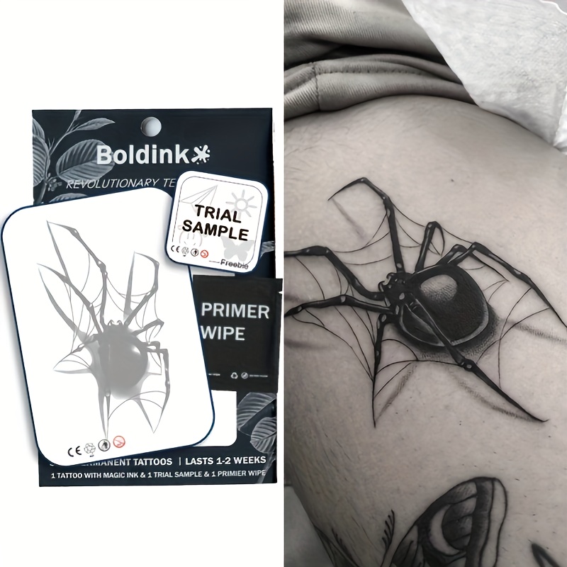 

Boldink Revolutionary Technology Tattoos, Semi-permanent Tattoos, Spider, Temporary Tattoos, Long Lasting, Fake Tattoos, Water-resistant, Authentic Tattoo Look, Plant-based, Tattoo, X137