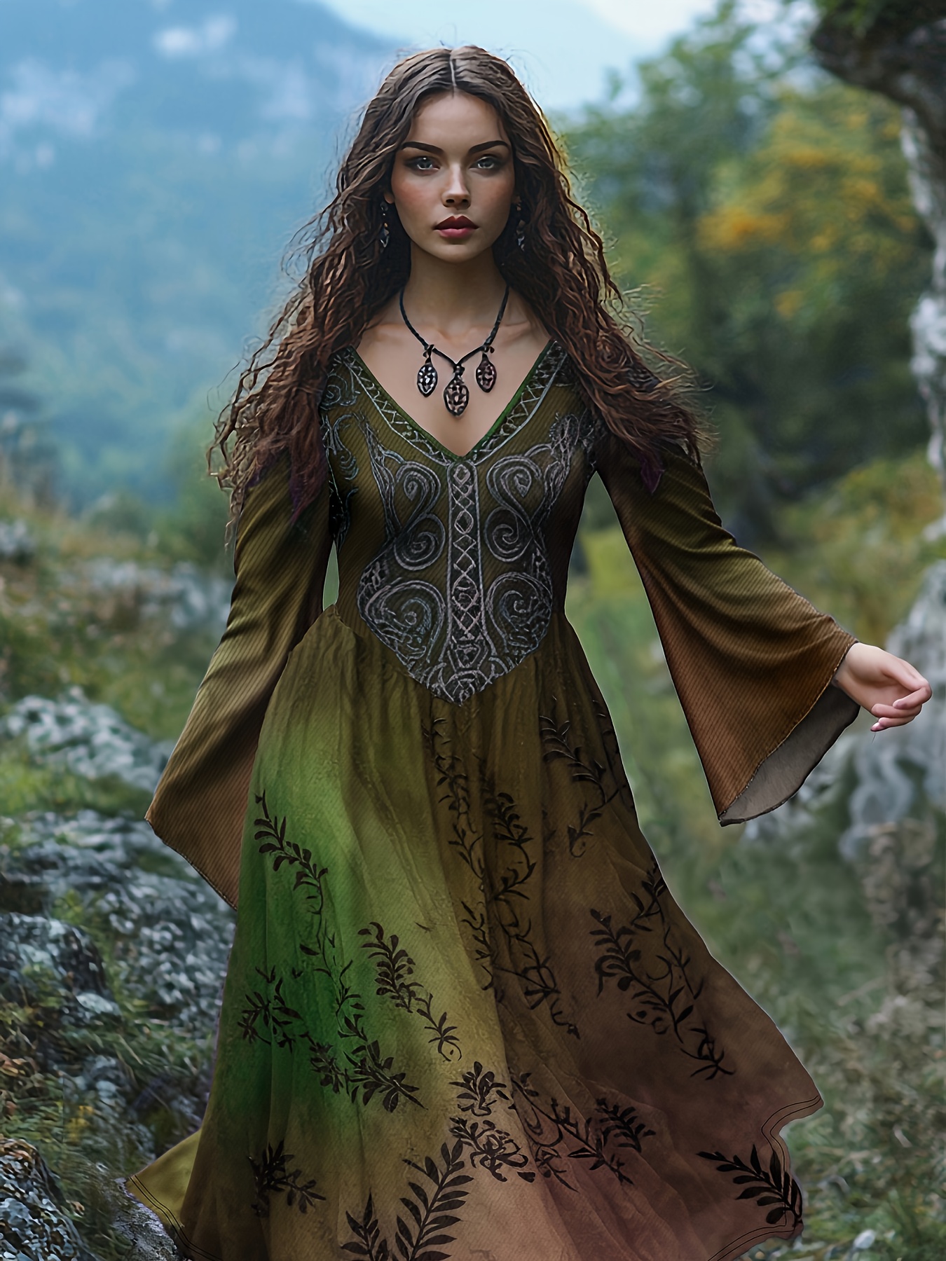 plus size womens plus size viking celtic knot v neck dress - Temu Cyprus