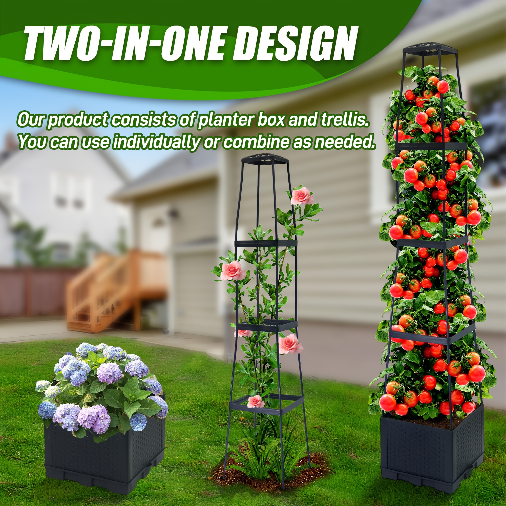2 pack 57inch tomato planter box trellis self watering - Temu