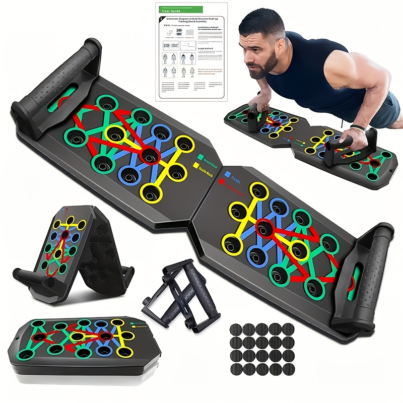 1pc home foldable push up board multifunctional 28 hole fitness board suitable for physical exercise chest muscle exercise strength training equipment