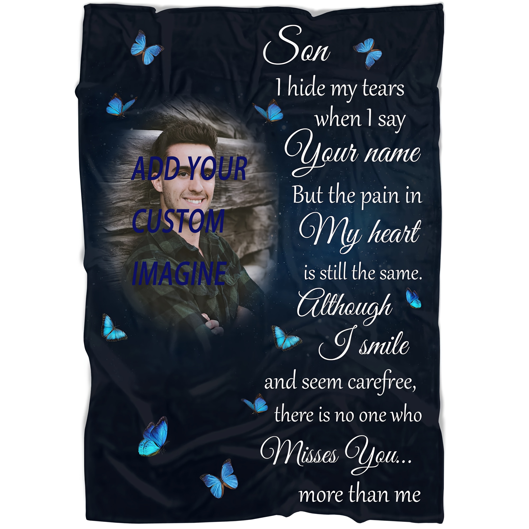 

Personalized 50"x40" Soft Throw Blanket - Custom Photo, Vintage Style, Perfect For Home & Office, Ideal Memorial Gift For Loved Ones In Heaven