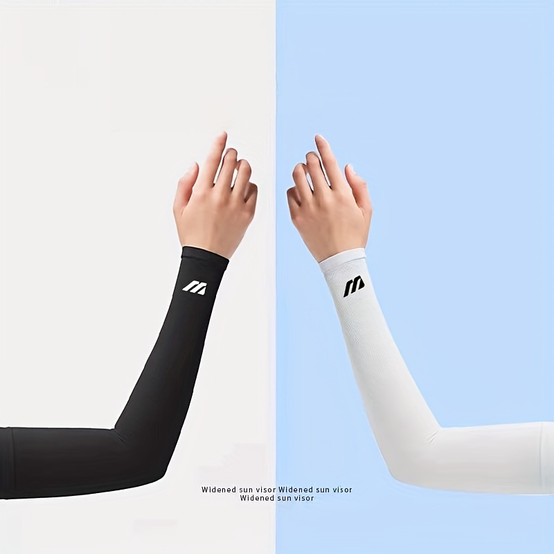 Unisex Arm Sleeves - High Elasticity, Breathable & Moisture-Wicking, Ideal for Outdoor Sports & Summer Activities, Black with White Logo, Outdoor Sports Gear|Breathable Armwear|Stretchy Fabric, Arm Sleeve, Hand Sleeve, Wristband