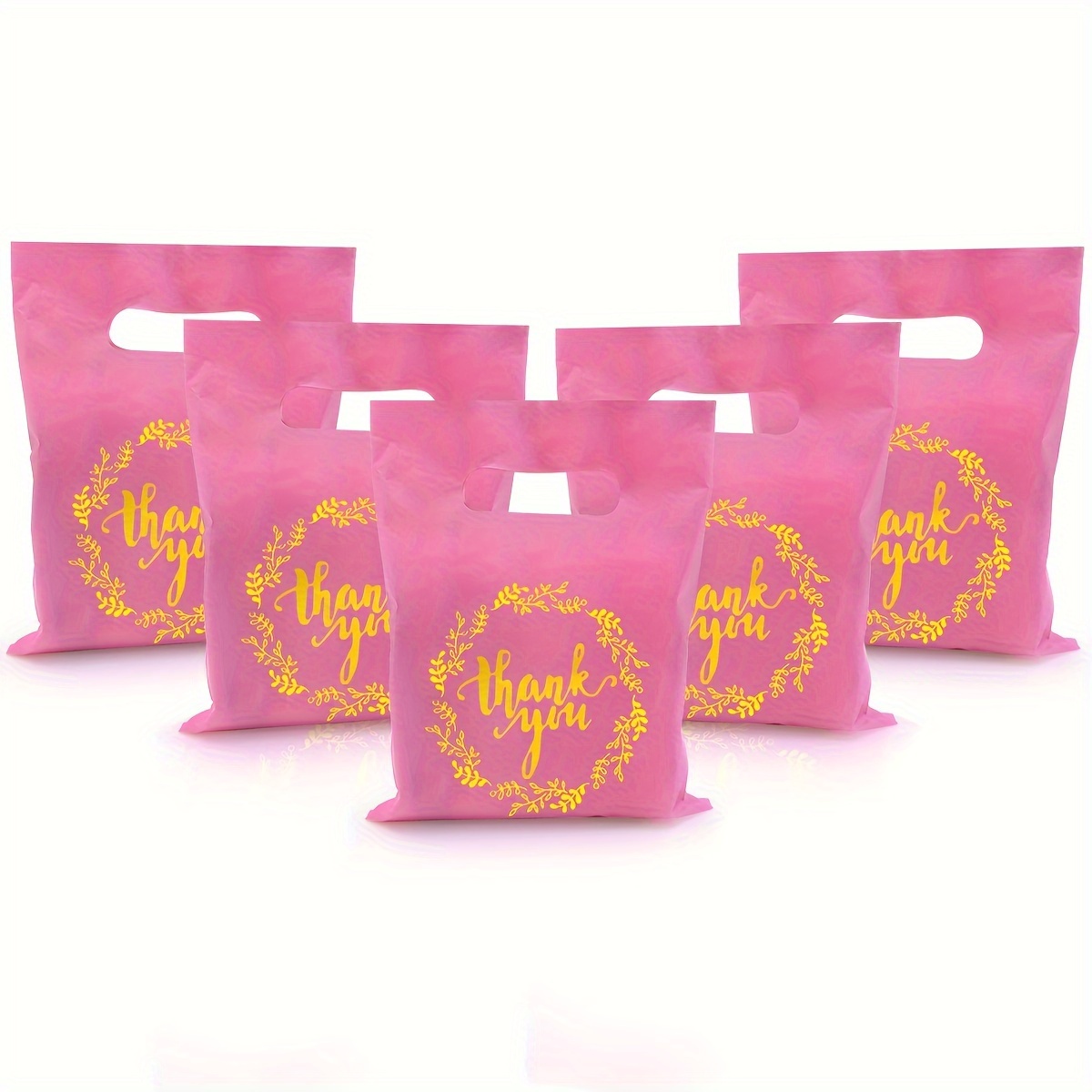 

300pcs Pink Thank You Bag Thank You Plastic Party Gift Bag Suitable For Candy Cookies Gift Wrapping