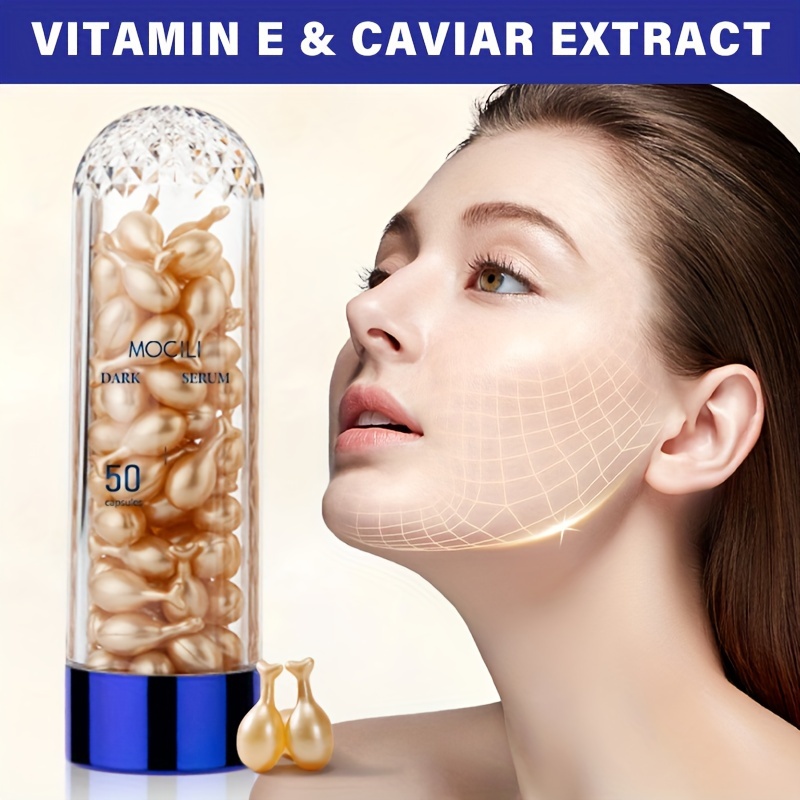 

50-piece Vitamin E Capsule Serum - Hydrating & Firming, Reduces Wrinkles, Tightens Pores For Youthful Skin, Unisex, Alcohol-free, Suitable For All Skin Types By Mocili