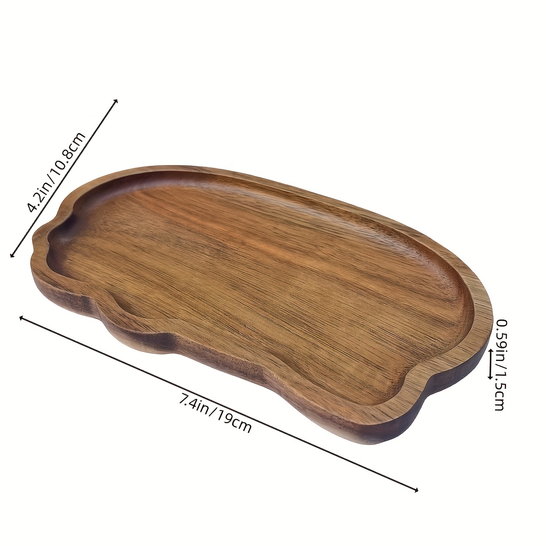 Image of Elegant Acacia Wood Serving Tray - Unique Irregular Oval Design For Desserts, Snacks & Appetizers - Ideal For Home Decor &