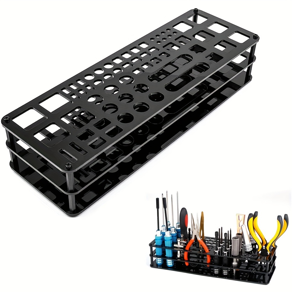 

63-hole Plastic Screwdriver Storage Rack, Portable Workshop Organizer Tray For Tools, Screwdriver, Tweezer, Brushes, Pens