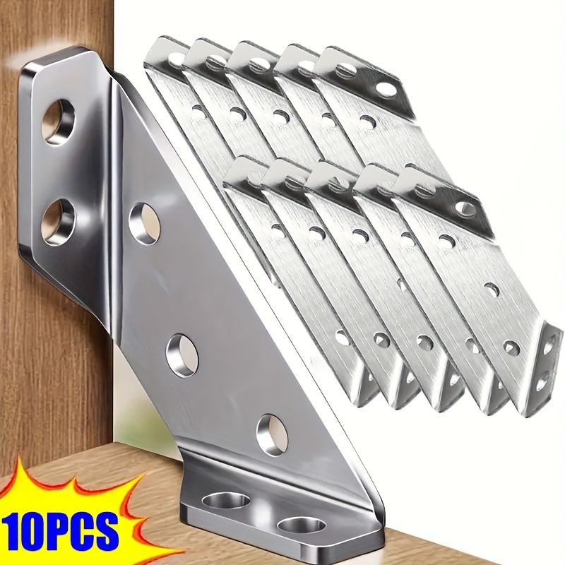 TEMU Set Of 10 Heavy-duty Corner Brackets Made From 304 Stainless Steel - Versatile For Secure Installations, Perfect For Cabinets And Shelves,