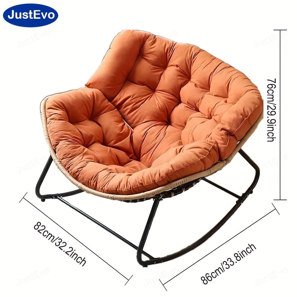 JUSTEVO Chaise longue ergonomique en rotin, confortable avec un cadre en acier au carbone, fonctionnement manuel, pas besoin d'électricité ou de batterie, noir, idéale pour se détendre et passer du temps libre, chaise de loisirs | Design ergonomique | Construction robuste, chaise longue à bascule