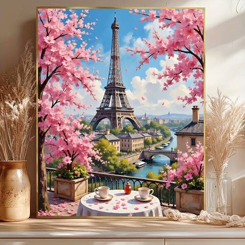 professional art use for professional artistic use eiffel cherry cup and saucer romantic product digital painting set suitable for college students high school students art students and beginners 2d flat