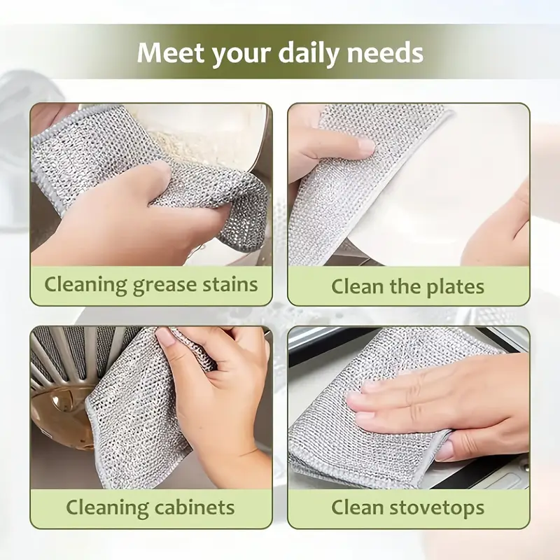 double layer multifunctional non scratch wire dishcloth steel wire dish towel multipurpose wire dishwashing rags for wet and dry very the dry brush pots and pans suitable for kitchen wiping 18 36pcs details 2