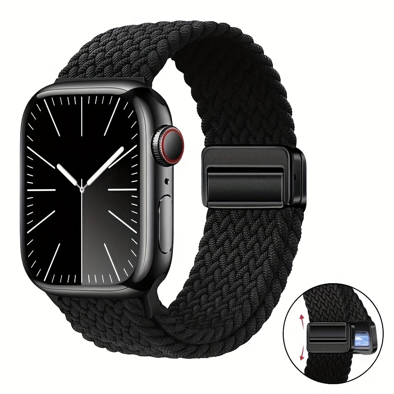 TEMU Apple iWatch 시리즈 1, 2, 3, 4, 5, 6, 7, 8, 9용 애플 S10 버클 루프 자석 스냅 나일론 워치 스트랩