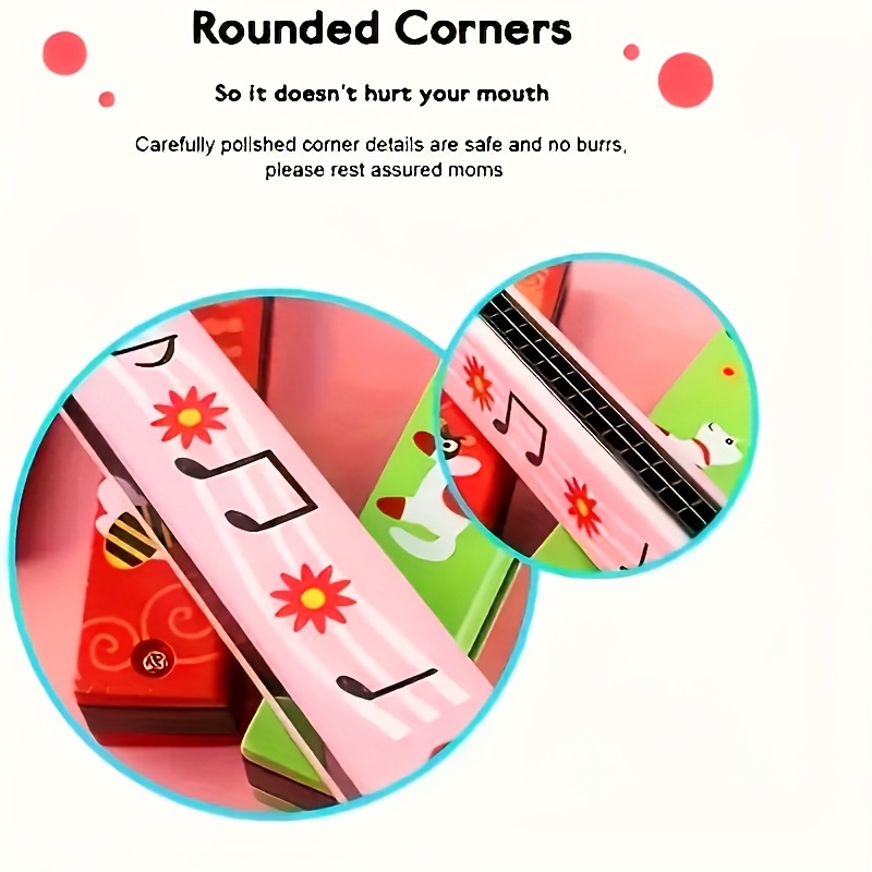 1pc play16 harmonica colorful wooden toy for kids adults 16 key instrument with bear   perfect gift for beginners beginner harmonica   design wooden construction   instruments Product details 0
