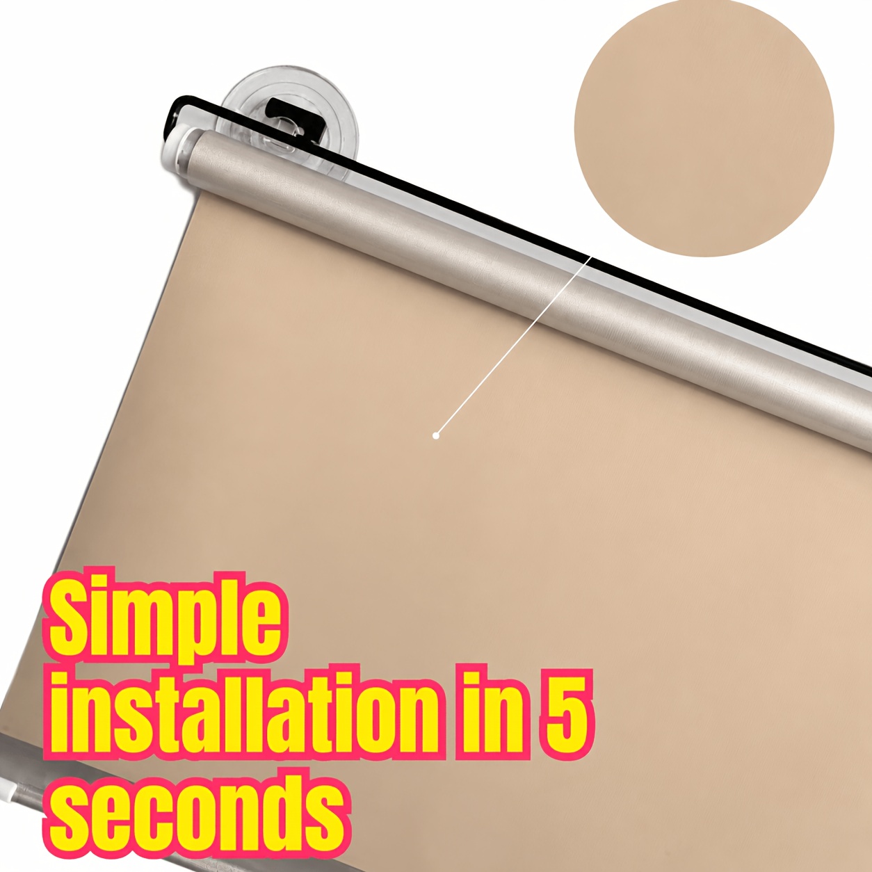 TEMU 5-second No-installation Roller Blind, Free Telescopic, Stop Anywhere, Shading And Sunshade Curtain, 3-layer Oxford Cloth Coating , Fashionable