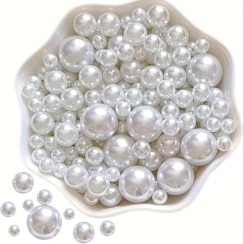 

1450 Pcs Faux Pearl Vase Fillers - No Hole Plastic Beads For Wedding Centerpieces, Home Decor, Table Scatter, Makeup Brush Holders - Assorted Sizes White Decorative Pearls