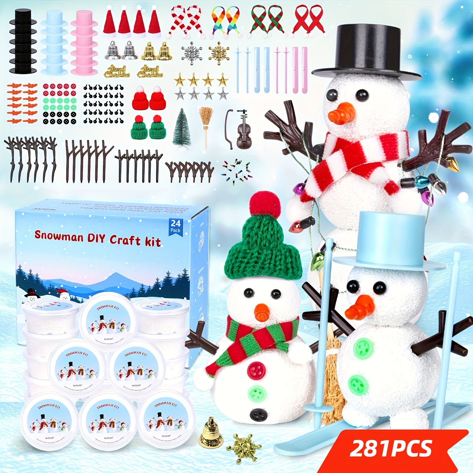 TEMU Christmas Snowman Diy Craft Kit Snowman Diy Craft Accessories For Winter Parties Christmas Stuffing Christmas Gifts Clay