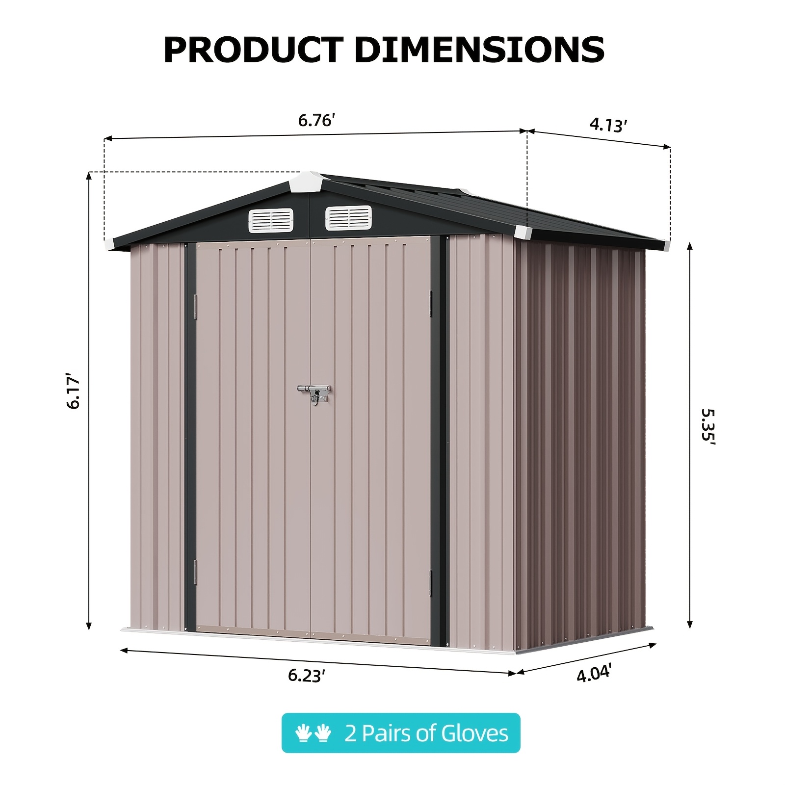 TEMU 6x4ft Outdoor Storage Shed, Small Garden Tool Metal Shed With Roof & Lockable Door, Outdoor Shed For Backyard Garden Patio Lawn,