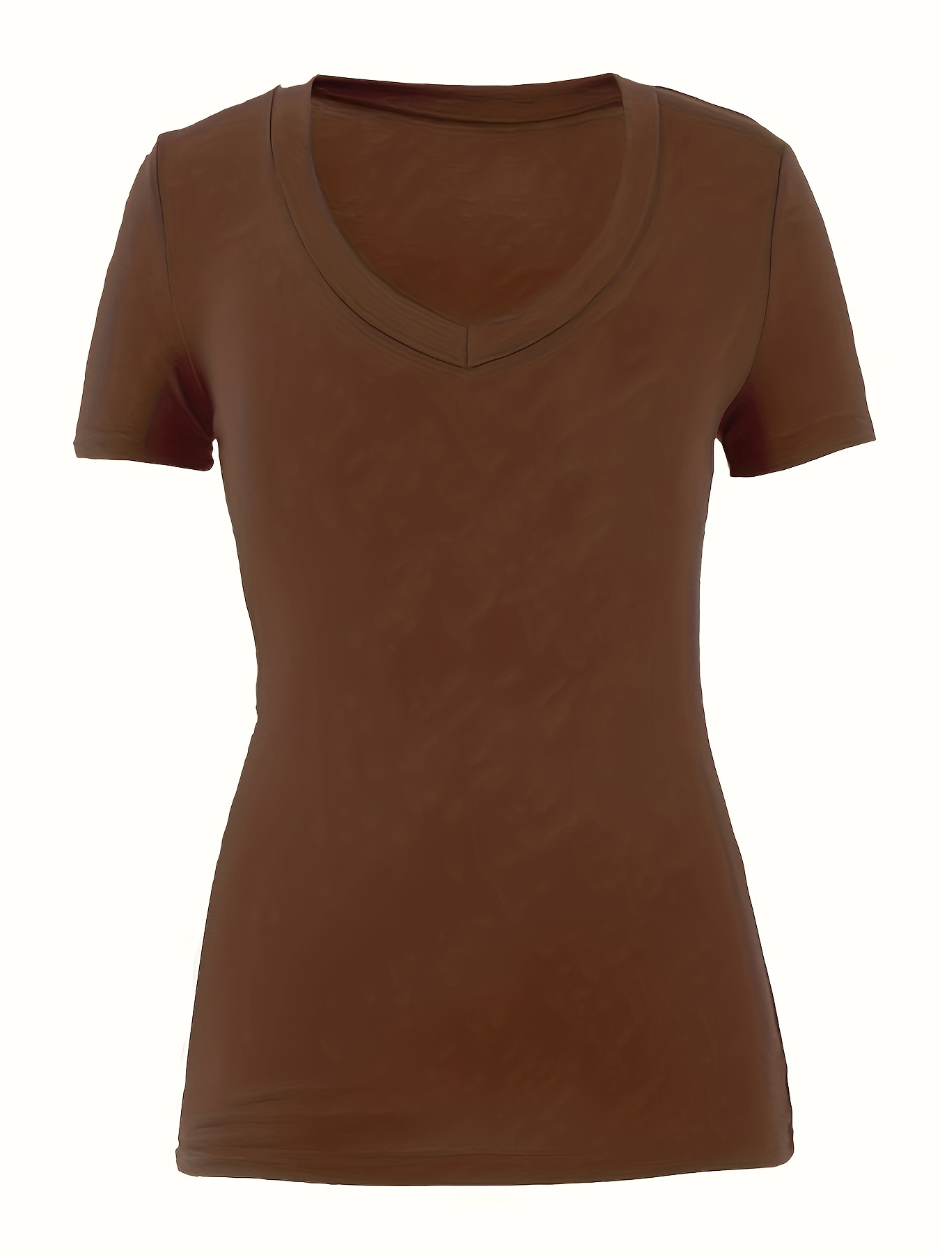 Plus Size Women's Vibrant Yellow Deep V-Neck Short Sleeve T-Shirt - Casual Stretchy Top, Machine Washable for Spring Summer Fall, Ladies T Shirts