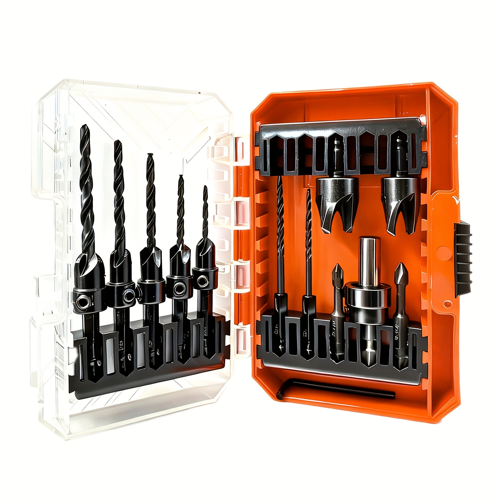 Countersink Drill Bit Set, 15pcs Tapered Drill Bits Countersink, Wood Plug Cutter 1/4" Hex Shank Quick Change, For Woodworking And Storage Box