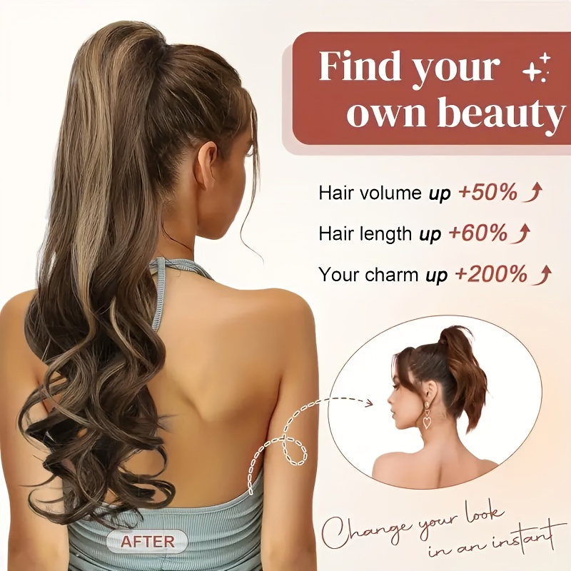 ponytail extension clip 18 inch wavy ponytail clip in long hair accessory natural wavy ponytail hairpiece suitable for     christmas and   holidays ideal for daily use for women and girls details 4
