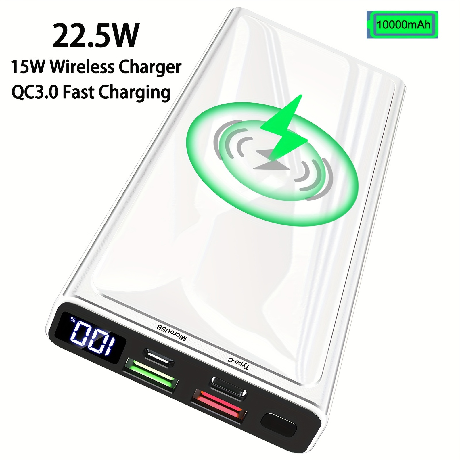 wireless power bank 10000mah portable charger pd20w qc3 Temu