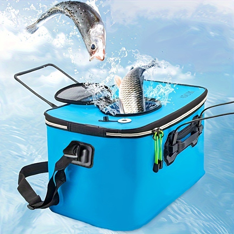 

1pc Eva Fishing Bucket, Live Fish Bucket, Foldable Bucket With Shoulder Strap, Sea Fishing Tool