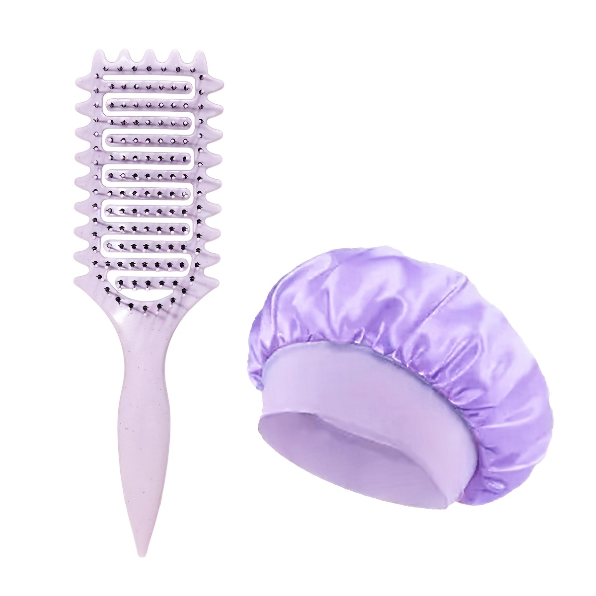 TEMU 2pcs Curling Brush Hair Set - Portable Hollow Curling Styling Comb With Nylon Brushes And Abs Handle, Satin Bath , Suitable For All Hair Types
