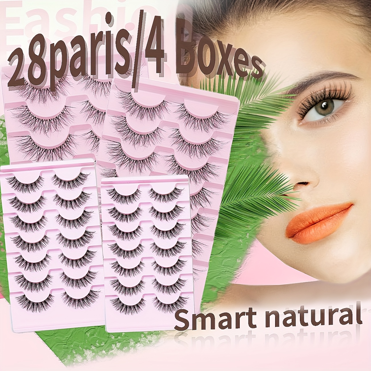TEMU 28 Pairs () Natural Length, Dense And Multi-level Stereo Fairy Fishtail Type Fox Without Makeup Cartoon False Eyelashes