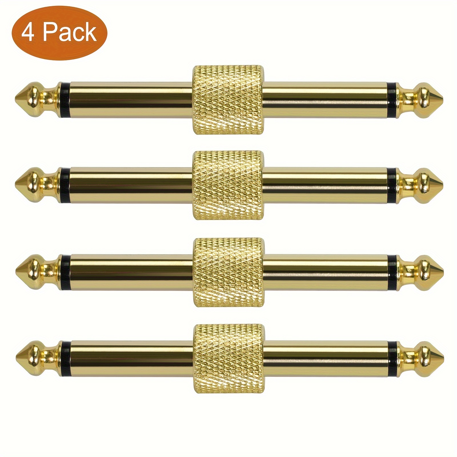 

4pcs Guitar Pedal Connector, 4pcs Guitar Pedal Connector Straight Type Pedals Coupler 4pcs Pedal To Pedal Connector Copper Male Connector For Effect Pedalboard Space Saving Gold