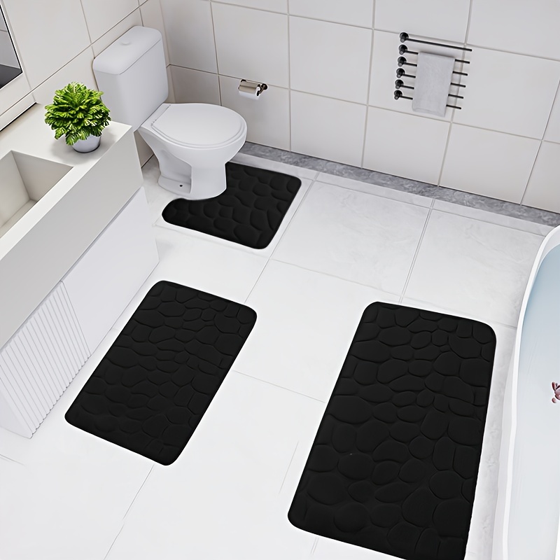 

3pcs Ultra Absorbent Bath Mat Set, Sponge Non-slip Bathroom Floor Mats, Luxuriously Soft Comfort Bath Rugs, For Tub Shower Bathroom Accessories, Home Decor Rug Set