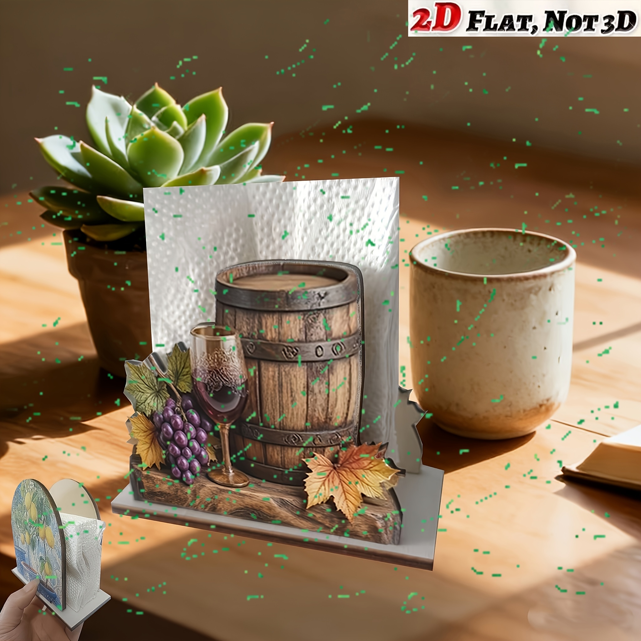 TEMU Wine , Grapes, And Wine Glass, Napkin Holder, Modern Minimalist Style Tissue Dispenser, Napkin Holder, Suitable For Dining Tables, Restaurants,