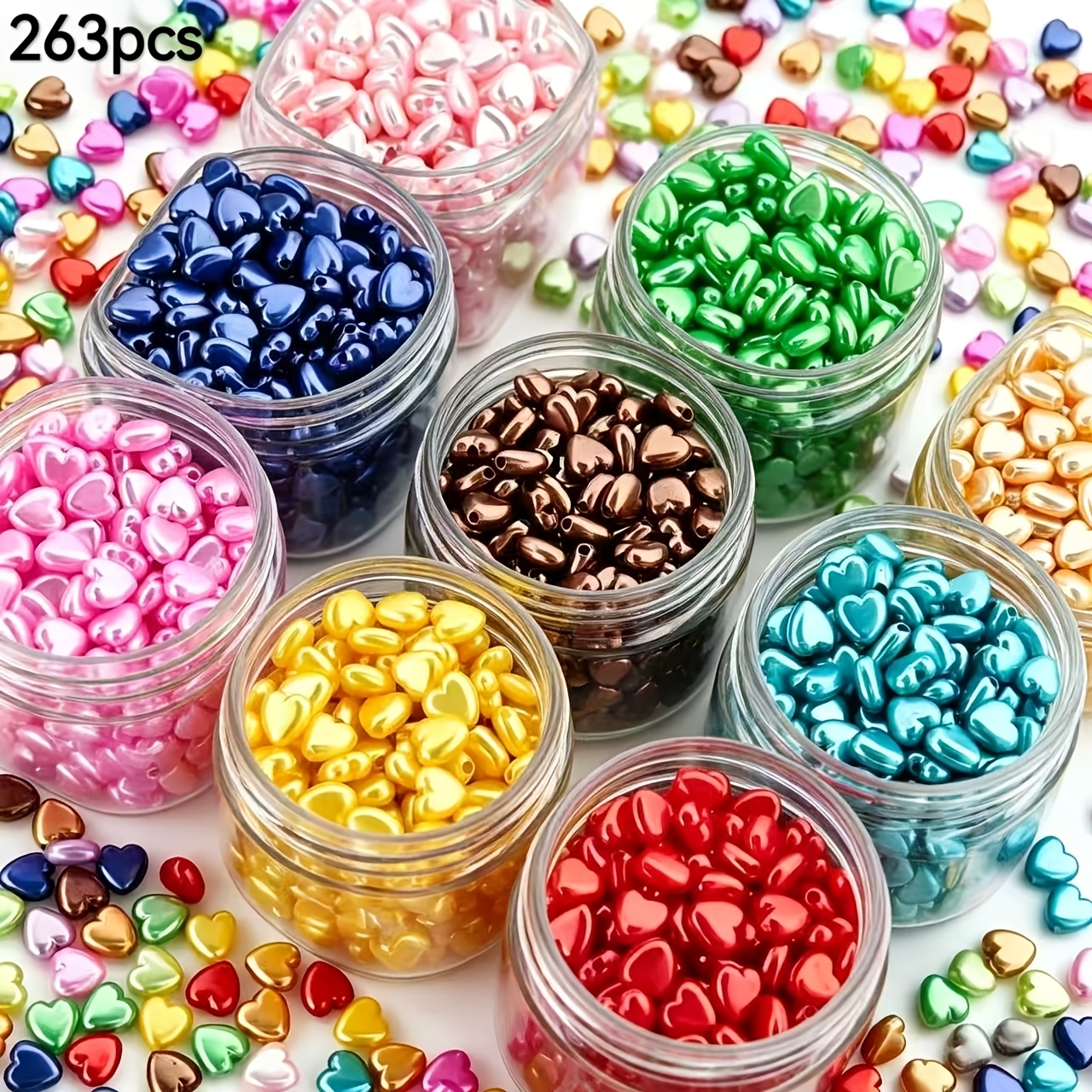 TEMU 263pcs Mixed Color 7mm Cute Acrylic , Large Hole , Apparel, Shoes And Hats Additions, Handmade Beading, Materials, Craft Supplies, Room