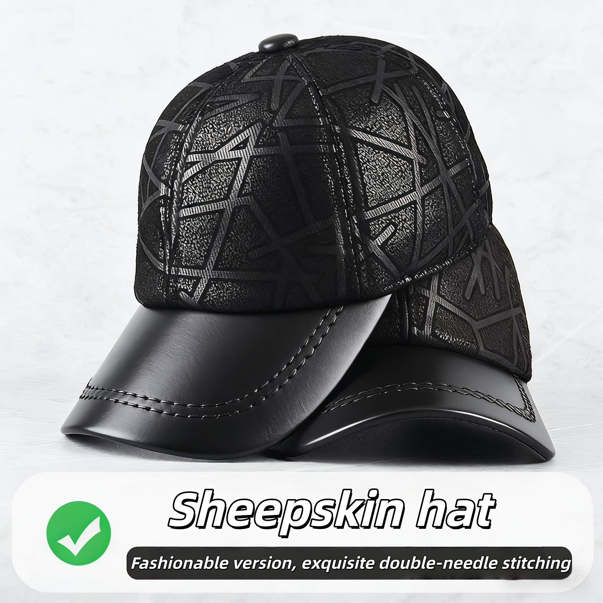 Men's Genuine Leather Baseball Cap, Soft Suede Style