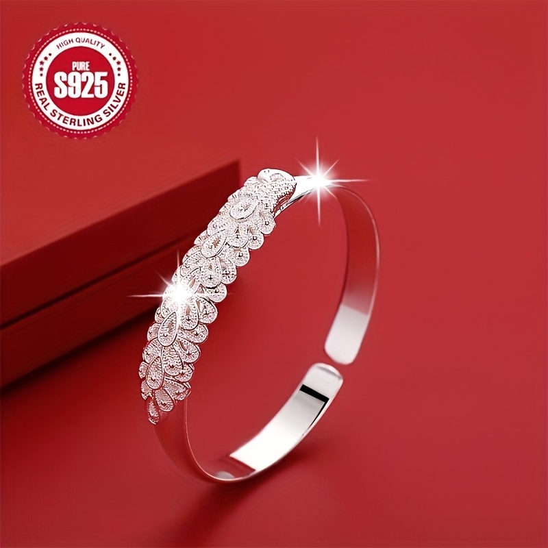 

1pc Elegant 925 Silver Bracelet Decorated With Platinum-plated , Anti-allergy Vintage Floral Bracelet, Suitable For Gift , , Weddings, Parties, Valentine's Day Gift For Your Lover, Mother, Daughter!