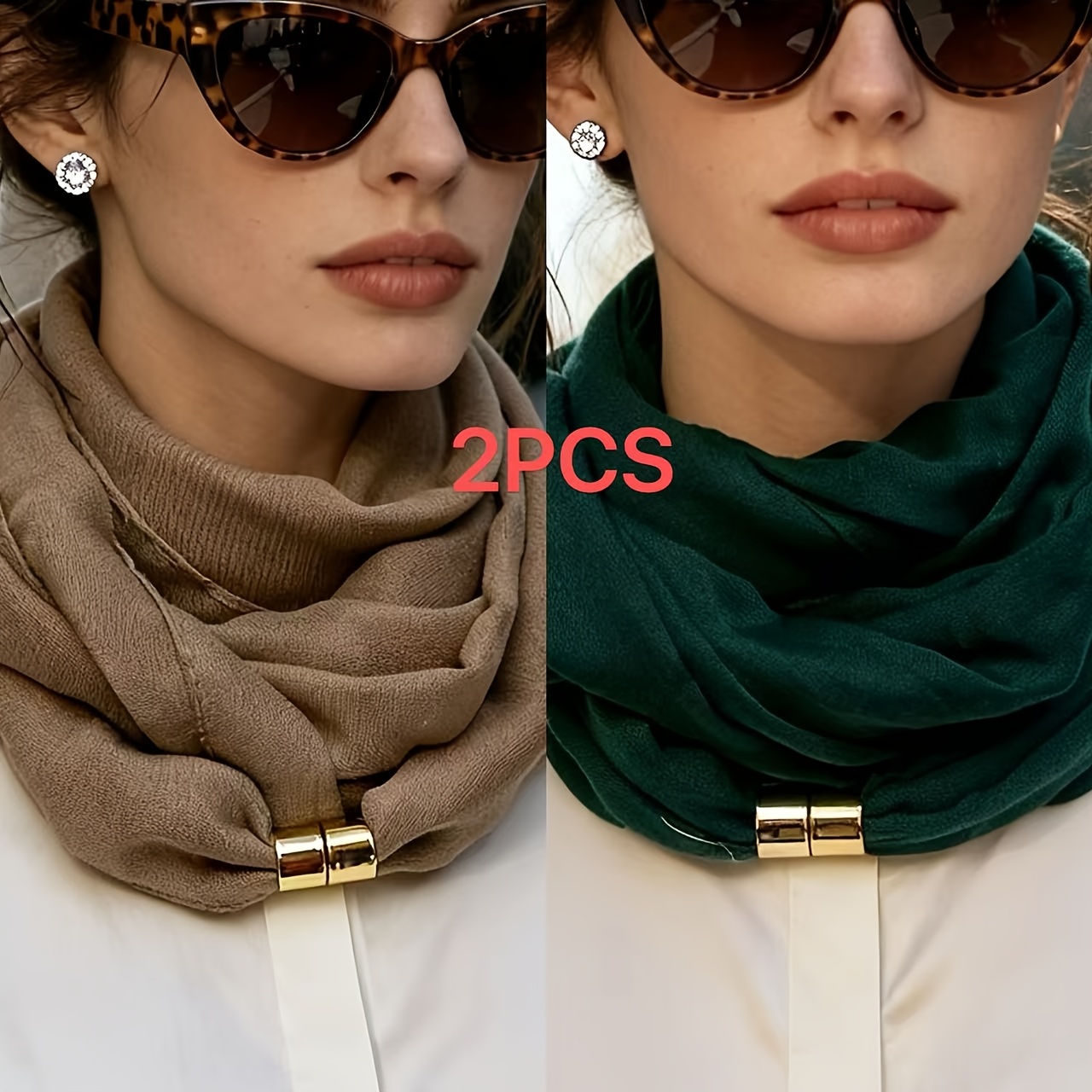 TEMU 2pcs French Neck Scarves - Minimalist Non-elastic Suitable For Commuting, & Breathable Collar Collarbone Protection, (//////) For Office, Travel