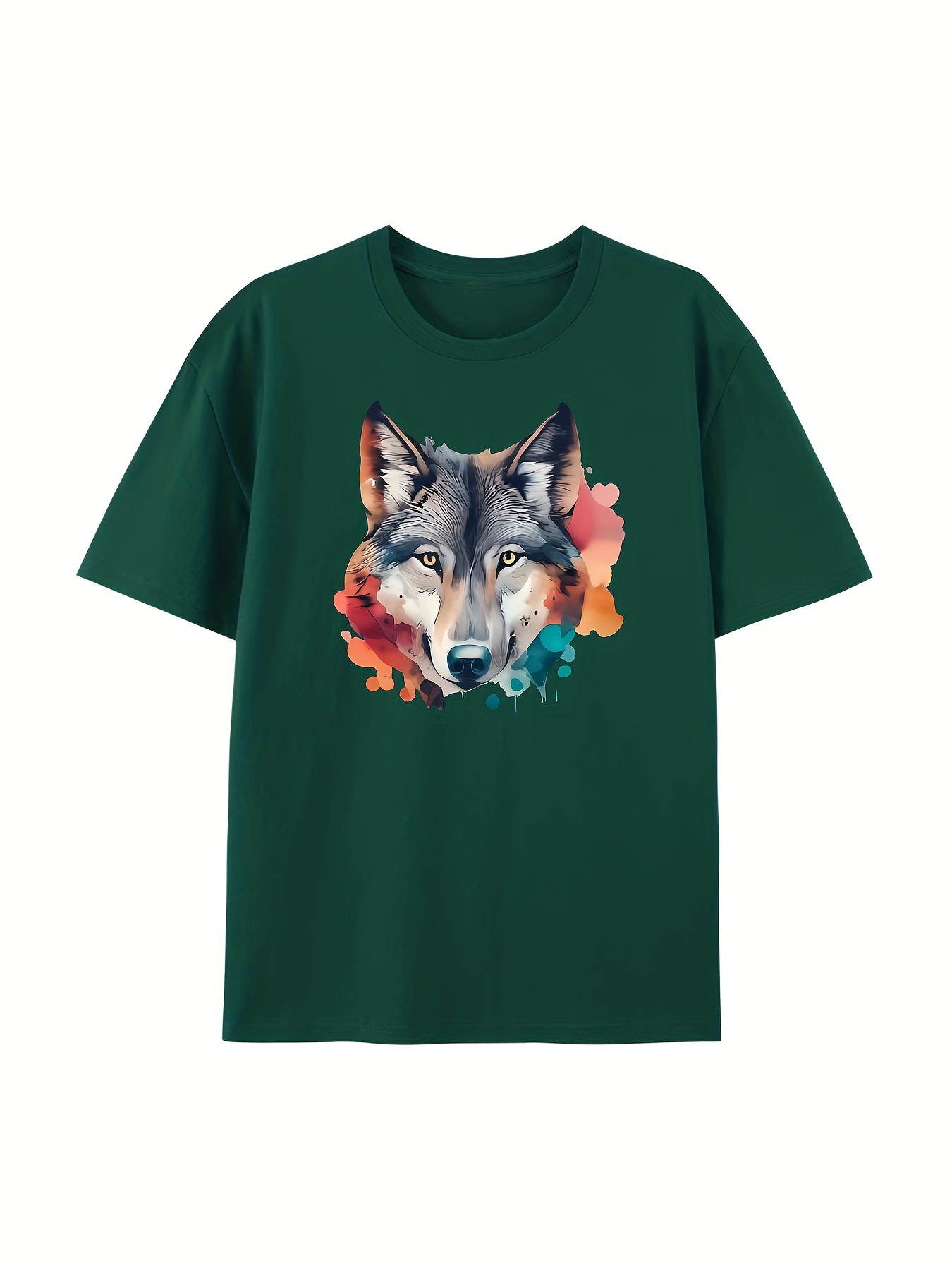 wolf print boy's short sleeve t shirt breathable loose