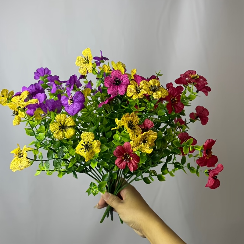 Image of Artificial Floral Decor - Multicolor Daisy And Arrangement, Plastic Indoor Outdoor Hanging Basket, Suitable For Courtyard Porch Balcony Front Door, No Power Required, Maintenance , Durable
