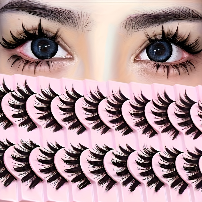 TEMU 10 paires de faux cils démoniques de bande dessinée 3D, enroulement en C, mélange et assortiment confortables, faux cils épais et dramatiques,