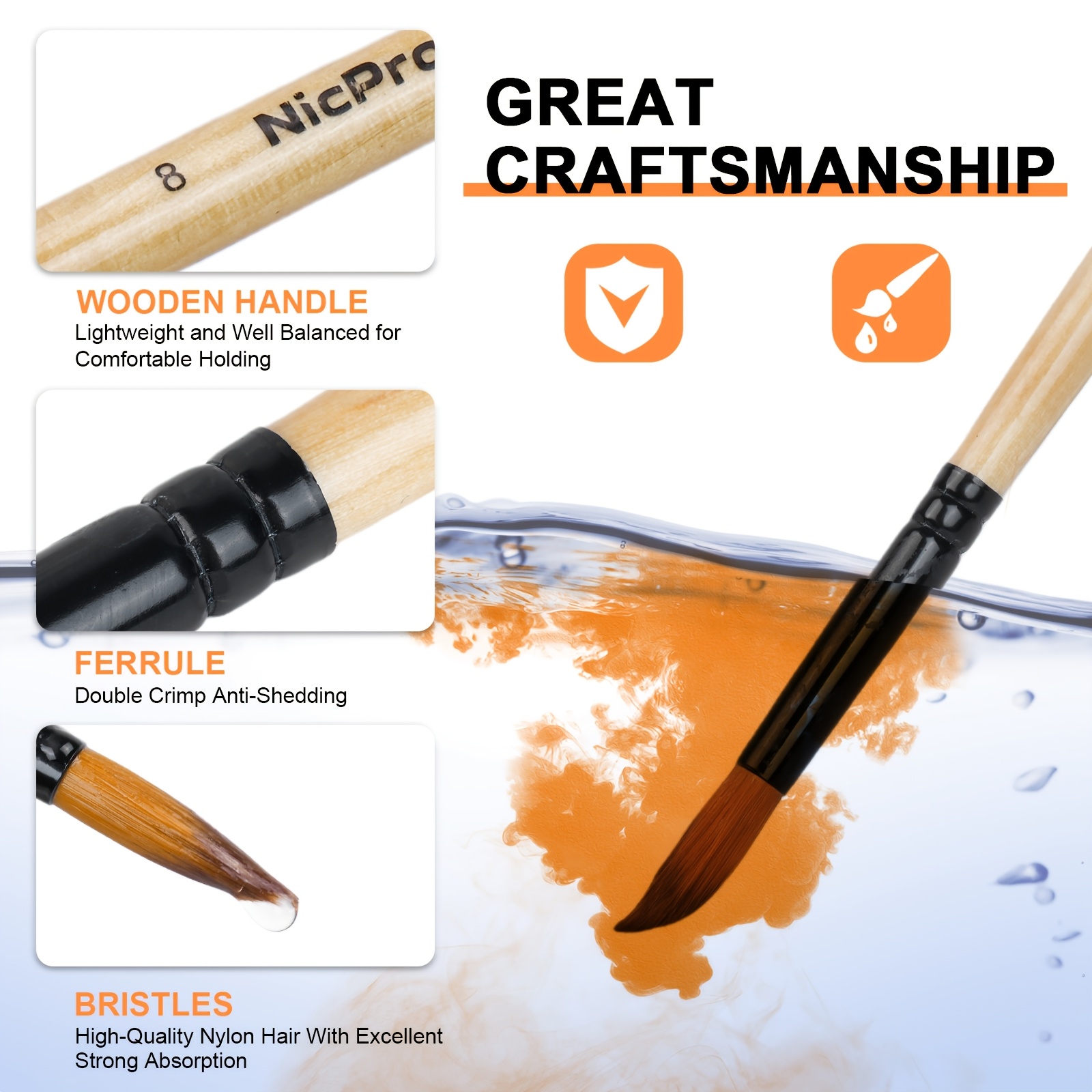 36pcs Professional Paint Brush Set with Cloth Roll for Artists