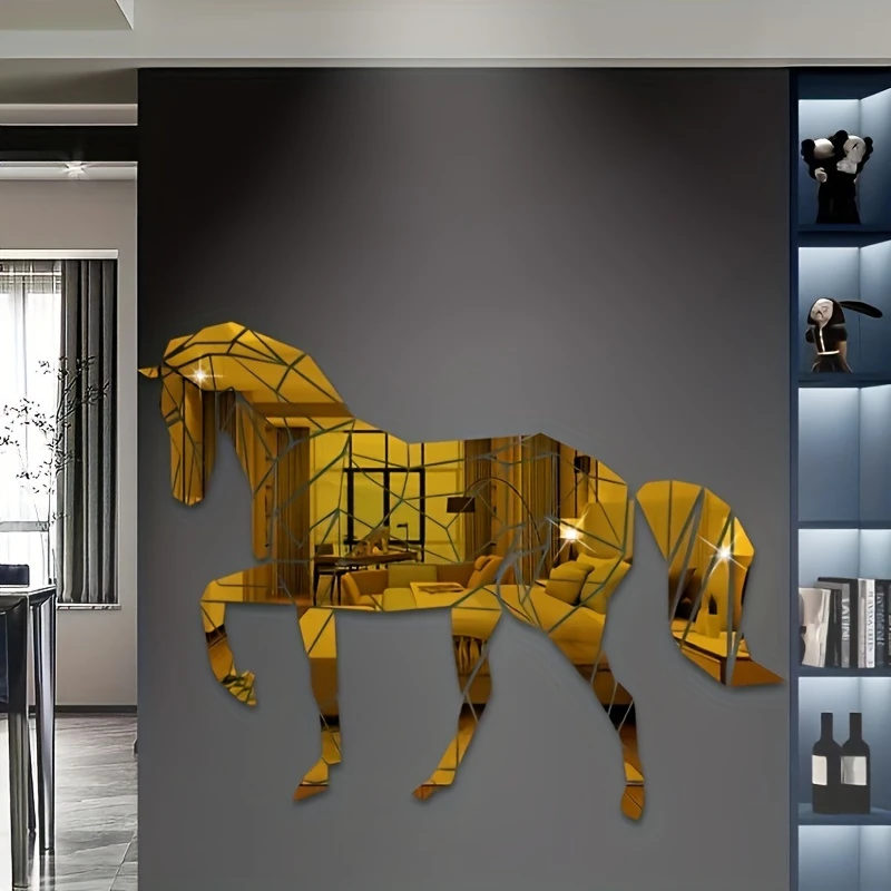 stunning acrylic wall decoration diy 3d self wall art reflective surface protective film and home office or any room horse theme details 0