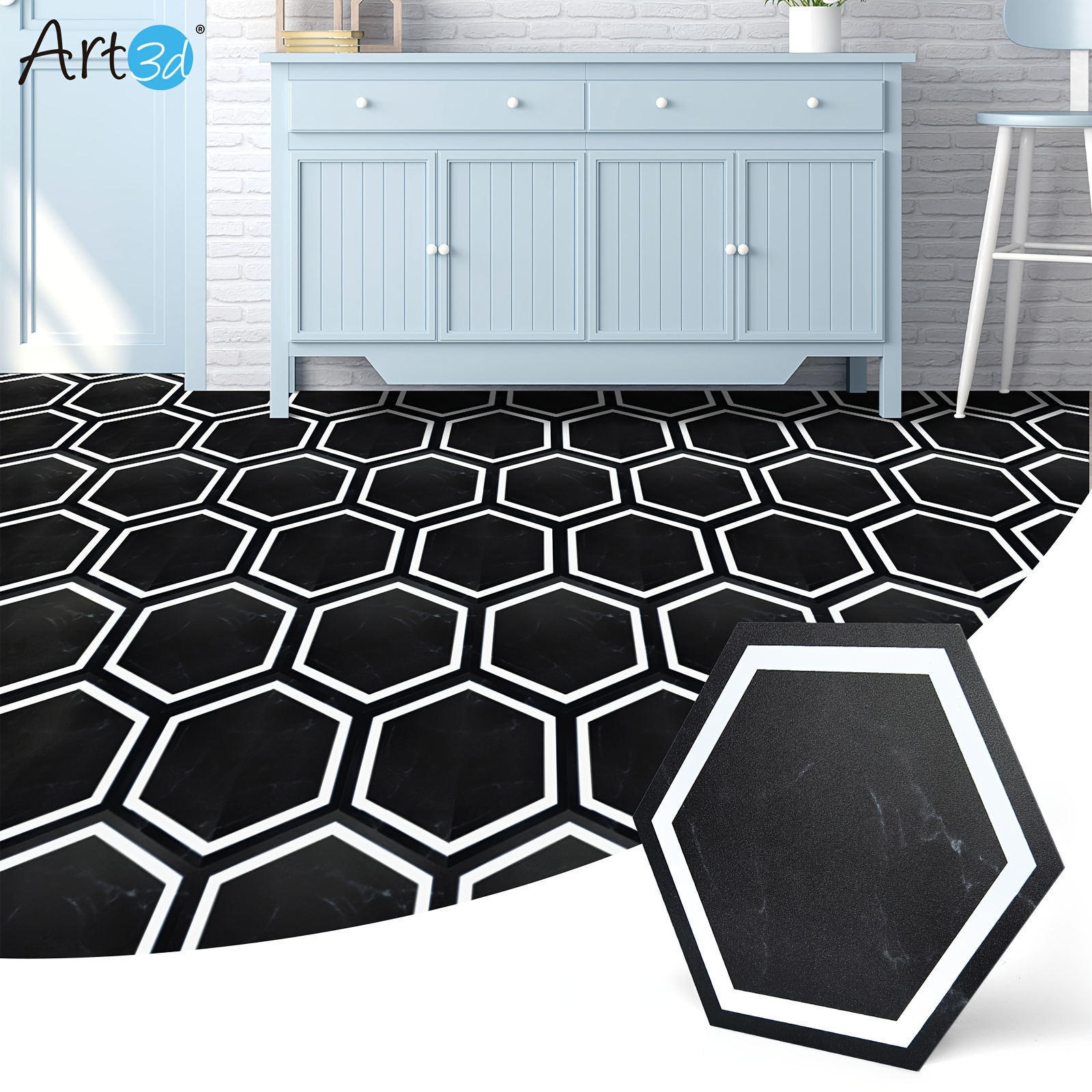 * 30 Tiles 12 x 12 inch Peel and Stick Vinyl Floor Tiles, Self * Waterproof Flooring Planks, 15 Tiles in Black and 15 Tiles in White, Cover 30 *