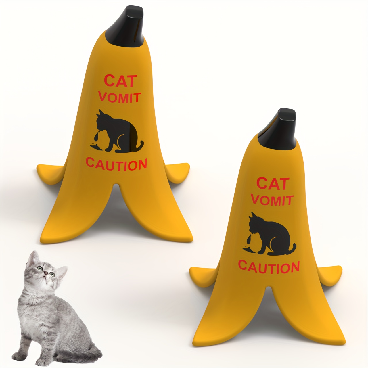 Image of 1pc Or 2pcs Funny Cat/dog Vomit Caution Sign - Plastic 3d Novelty Warning Marker For Pet Owners, Puking Kitty/dog Poop Decor, Gag Gift For Home, Desk, Or Party ( Style, Cat/dog Icons)