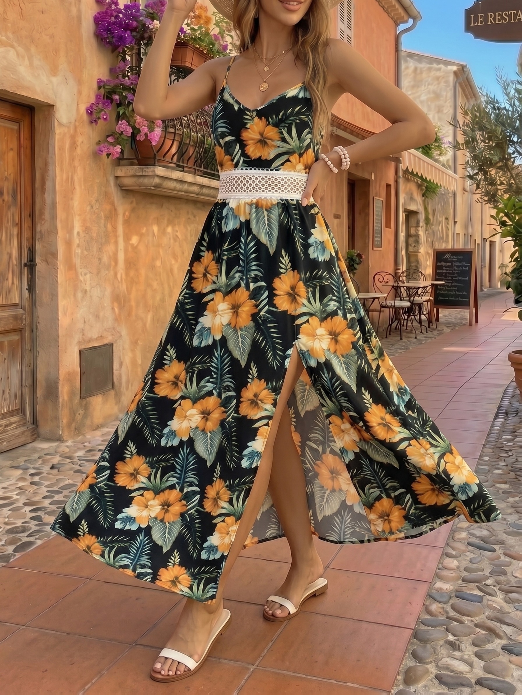 Women's Boho Maxi Dress – Summer V-Neck Sleeveless Floral Printed Casual Outdoor Dress (S-3XL) Women's Boho Maxi Dress