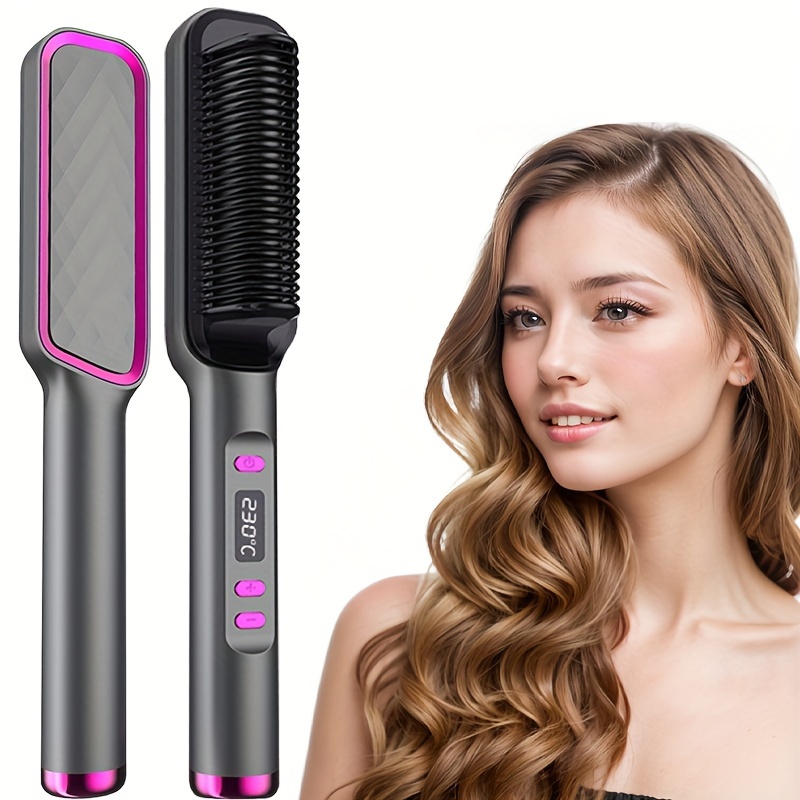 

Professional 2-in-1 Hair Straightener And Curler, Multipurpose Wet & Dry Styling Comb, Adjustable Temperature 80°c-230°c, 360° Rotatable Cord, Eu Standard, Hair Care Tool For Various Hair Types