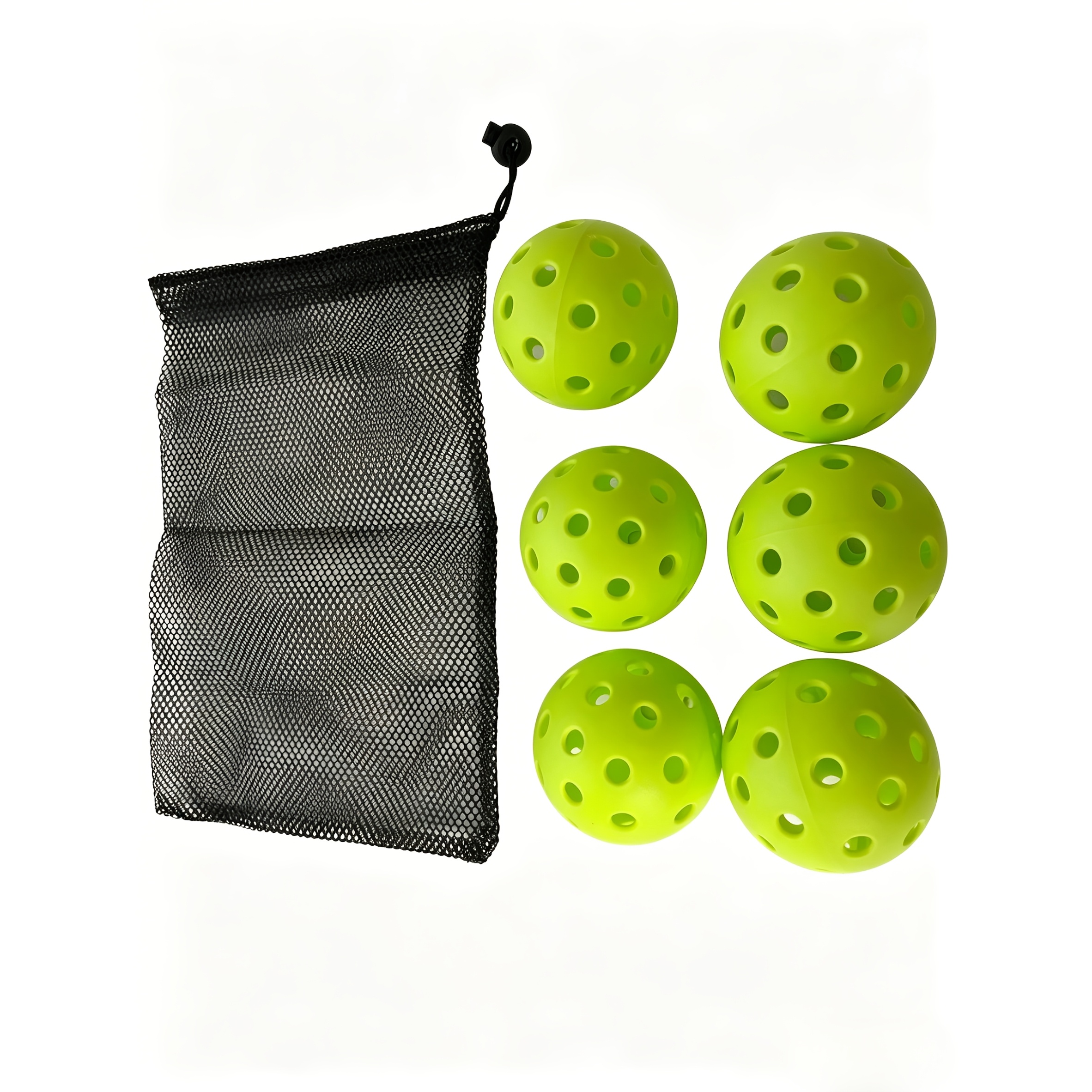TEMU 7pcs Pickleball Set - 40-hole Outdoor Sports Pickleball, Tennis Green, Good Durability, Strong , Good Visual Effect, 6 Balls + Free Pickleball