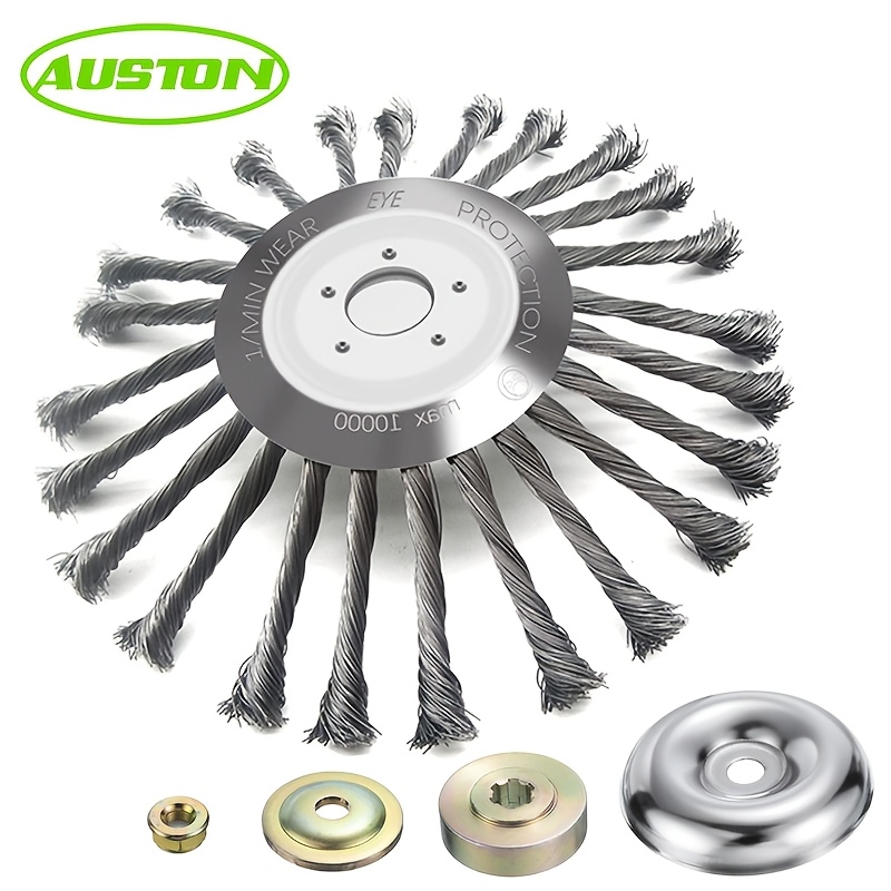 Image of 10-inch Steel Wire Rotary Brush Trimmer Head For Eater, Durable And Wear-resistant Corded Trimmer Attachment, Eater Head With Adapter Kit For Removing Moss And Grass Rust