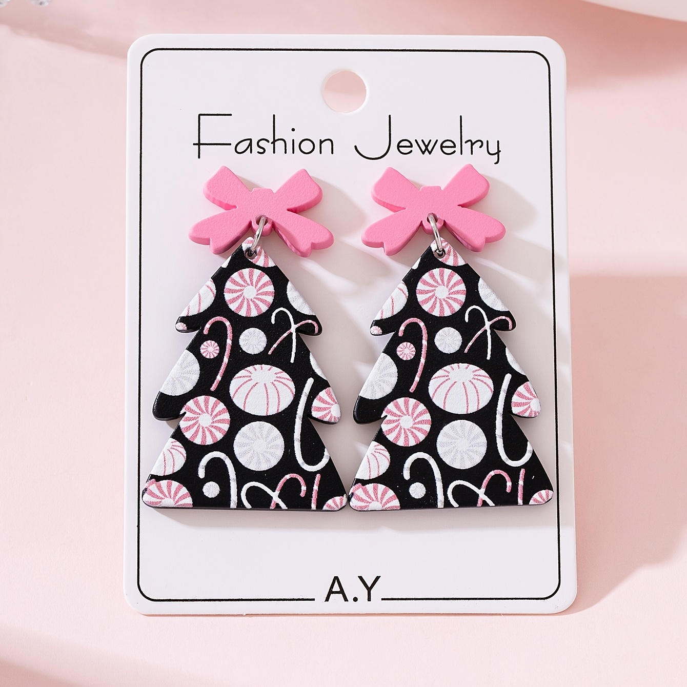 TEMU 1 Pair Christmas Tree Creative Matching Lacquered Design Women's Fashion Earrings, Suitable For Christmas Holiday Wear And Gifting